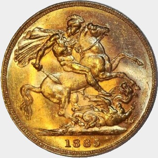 1885-M Wide Truncation Short Tail Full Sovereign reverse