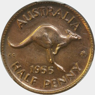 1955 Proof Half Penny reverse
