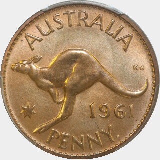 1961(p) Dot after Y Proof One Penny reverse