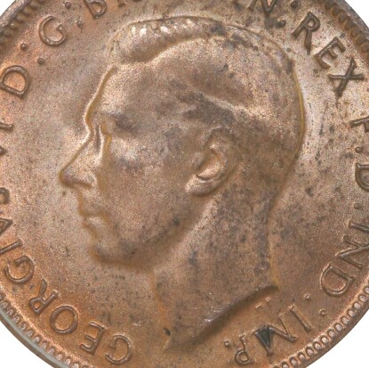 Soft obverse of a 1943 half penny