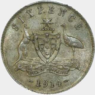 1914  Sixpence reverse