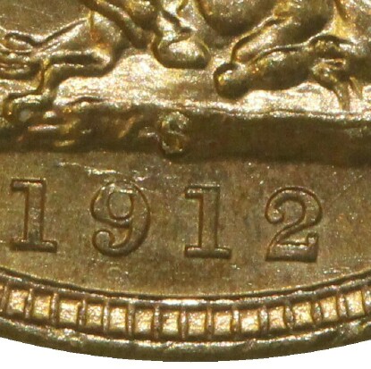 S mintmark indicating a Sydney mint issue