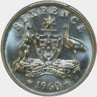 1960 Proof Sixpence reverse