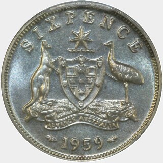 1959 Proof Sixpence reverse