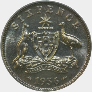 1956 Proof Sixpence reverse