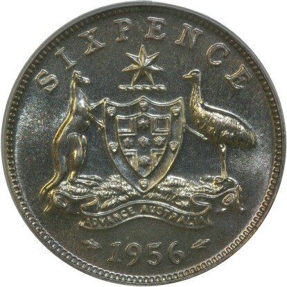 1956 proof sixpence reverse