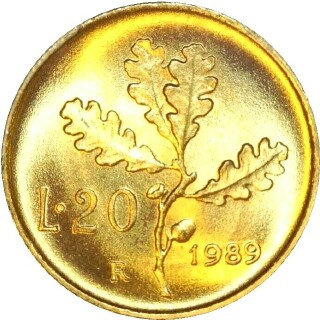 1989  Twenty Lire reverse