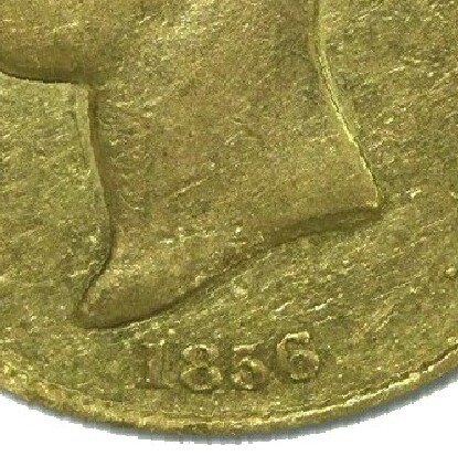 Dot after the date on an 1856/5 Overdate Half Sovereign