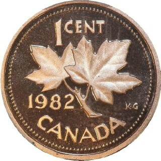 1982 Proof One Cent reverse