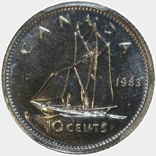 1983 Prooflike Ten Cent reverse