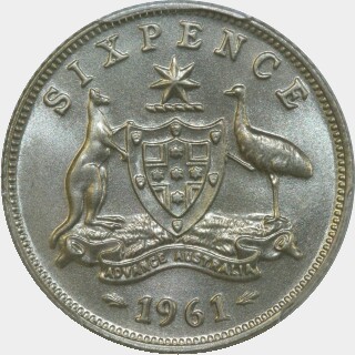 1961 Proof Sixpence reverse