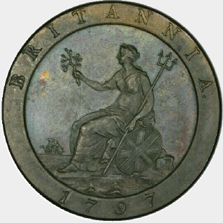 1797 10 Leaves Cartwheel Penny reverse