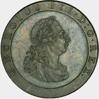 1797 10 Leaves Cartwheel Penny obverse