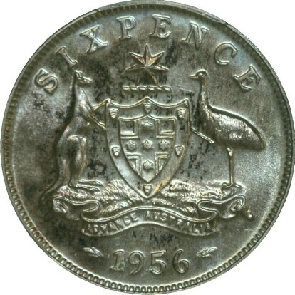 1956 specimen sixpence