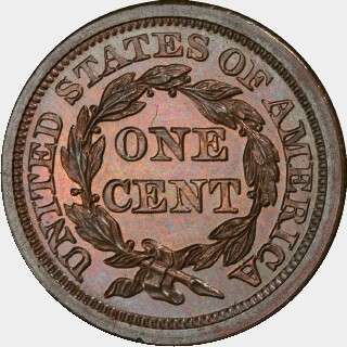 1857 Proof One Cent reverse