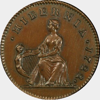 1722 Specimen Half Penny reverse