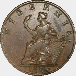 1724 Specimen Half Penny reverse