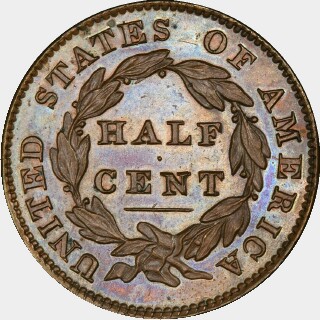 1831 Proof Half Cent reverse