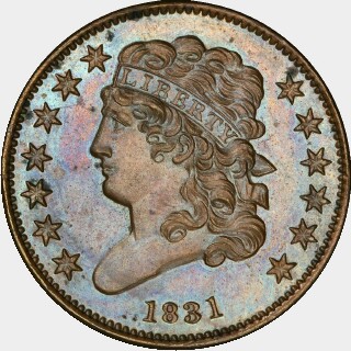 1831 Proof Half Cent obverse