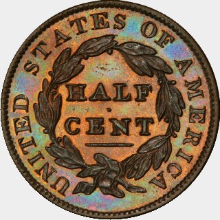 1831 Proof Half Cent reverse