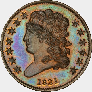1831 Proof Half Cent obverse