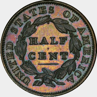 1834 Proof Half Cent reverse