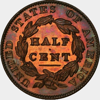 1835 Proof Half Cent reverse