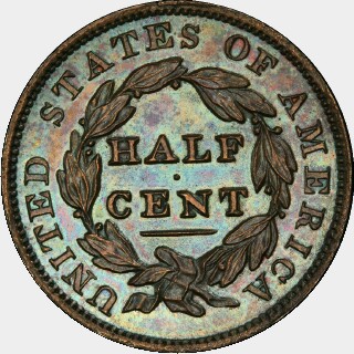 1836 Proof Half Cent reverse