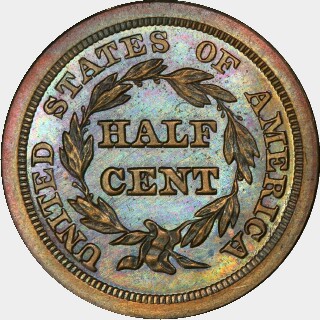 1841 Proof Half Cent reverse