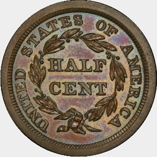 1842 Proof Half Cent reverse
