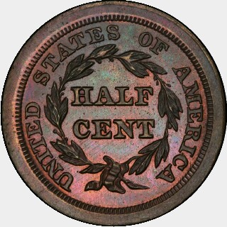 1842 Proof Half Cent reverse