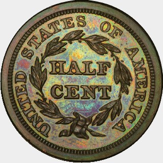 1843 Proof Half Cent reverse