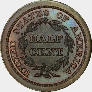 1844 Proof Half Cent reverse