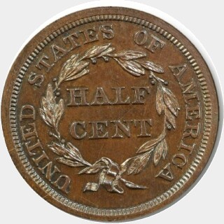 1846 Proof Half Cent reverse