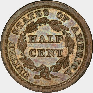 1847 Proof Half Cent reverse