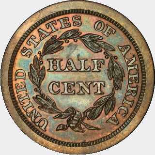 1848 Proof Half Cent reverse
