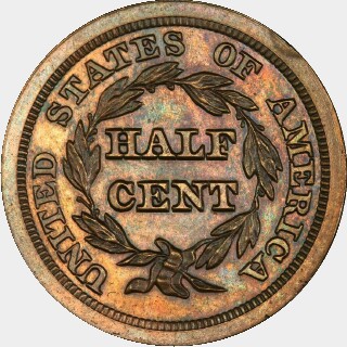 1849 Proof Half Cent reverse