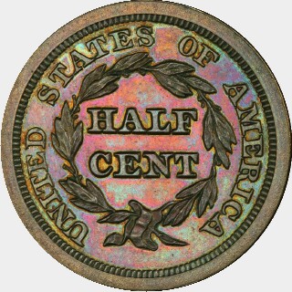 1850 Proof Half Cent reverse