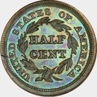 1854 Proof Half Cent reverse