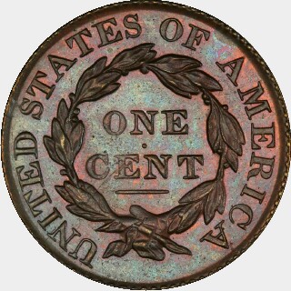 1827 Proof One Cent reverse