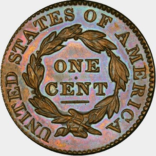1828 Proof One Cent reverse