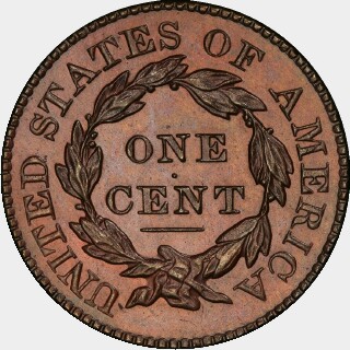 1829 Proof One Cent reverse