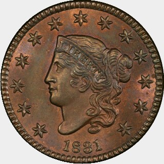 1831 Proof One Cent obverse