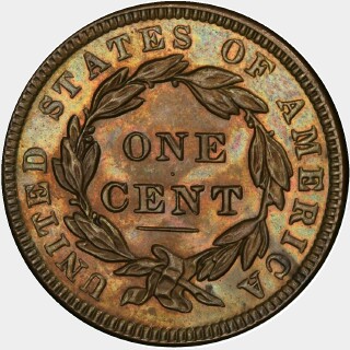 1838 Proof One Cent reverse