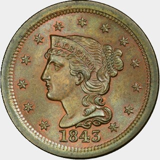 1843  One Cent obverse
