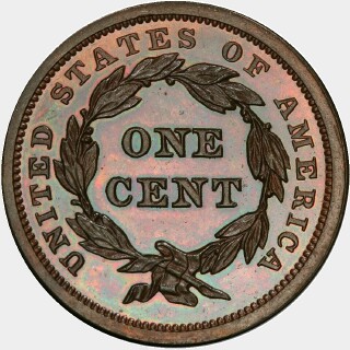 1843 Proof One Cent reverse