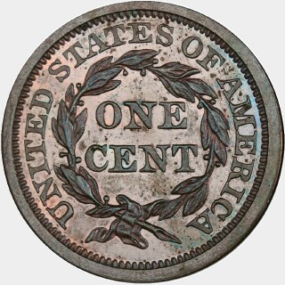 1844 Proof One Cent reverse