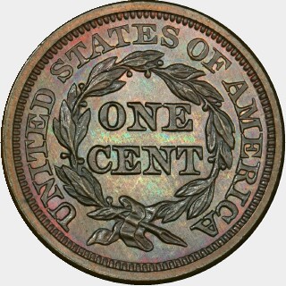 1845 Proof One Cent reverse