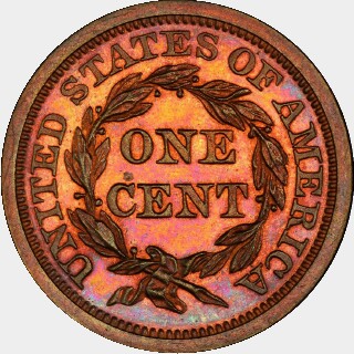 1847 Proof One Cent reverse