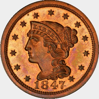 1847 Proof One Cent obverse